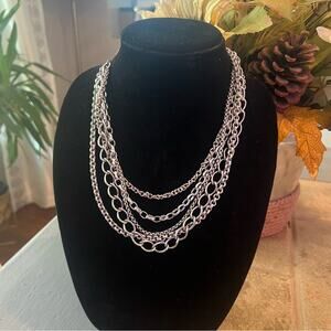 Sabika Silver Tone Multi Strand Necklace Classic Vol. 4